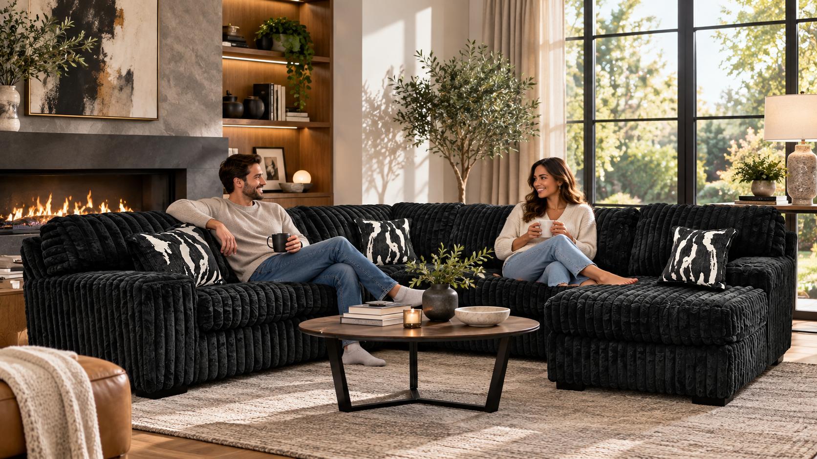 Black sectional furniture from AMP Liquidators Plus